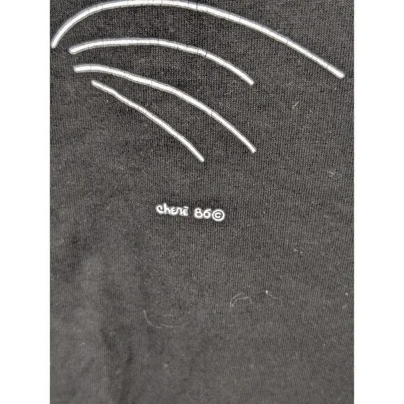 Vintage 1986 Cat Face T-Shirt Black Women's Size Large 42-44 - Picture 3 of 11